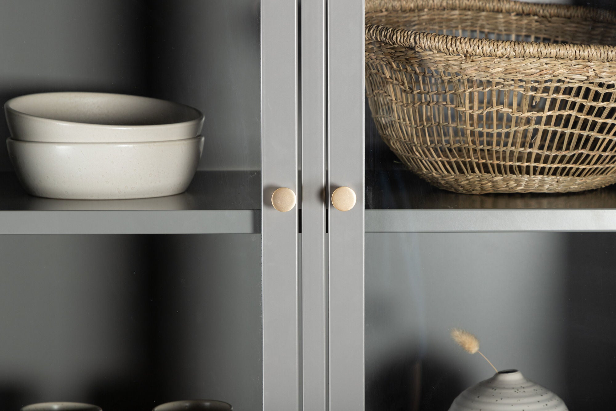 Vitrine Bakal 190cm aus Metall - Hellgrau-Vitrinen-Venture Home-le canapé