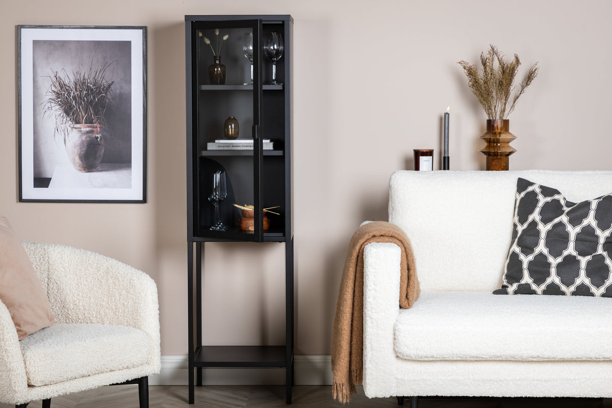 Vitrine Misha 150cm aus Metall mit Glastür - Schwarz-Vitrinen-Venture Home-le canapé
