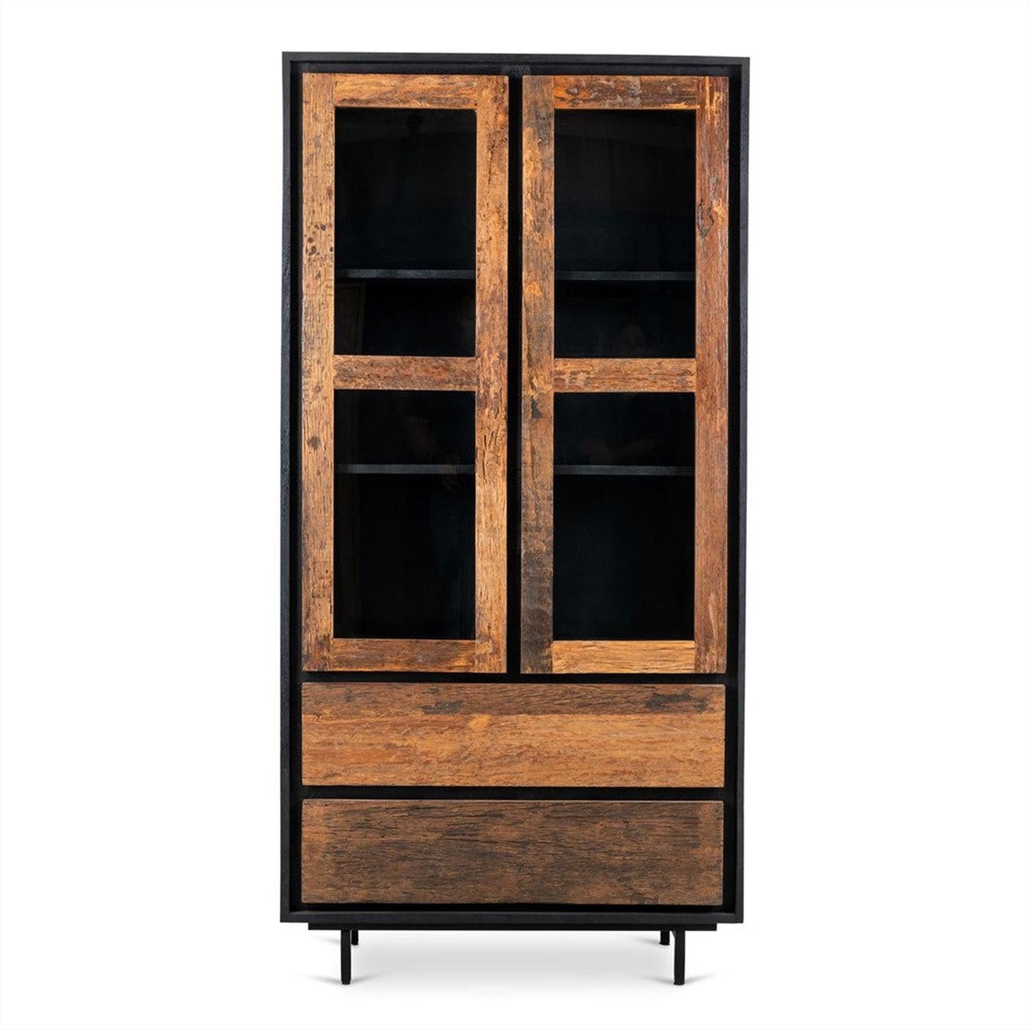 Vitrinenschrank Anayah 180cm - Dunkelbraun-Vitrinen-Benoa-le canapé