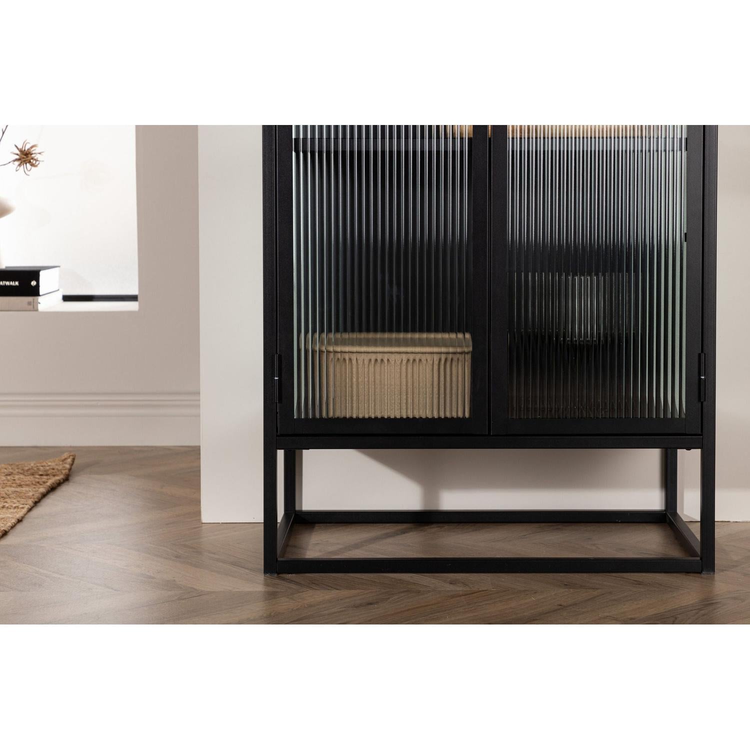 Vitrinenschrank Garis 160cm - Schwarz-Vitrinen-Venture Home-le canapé