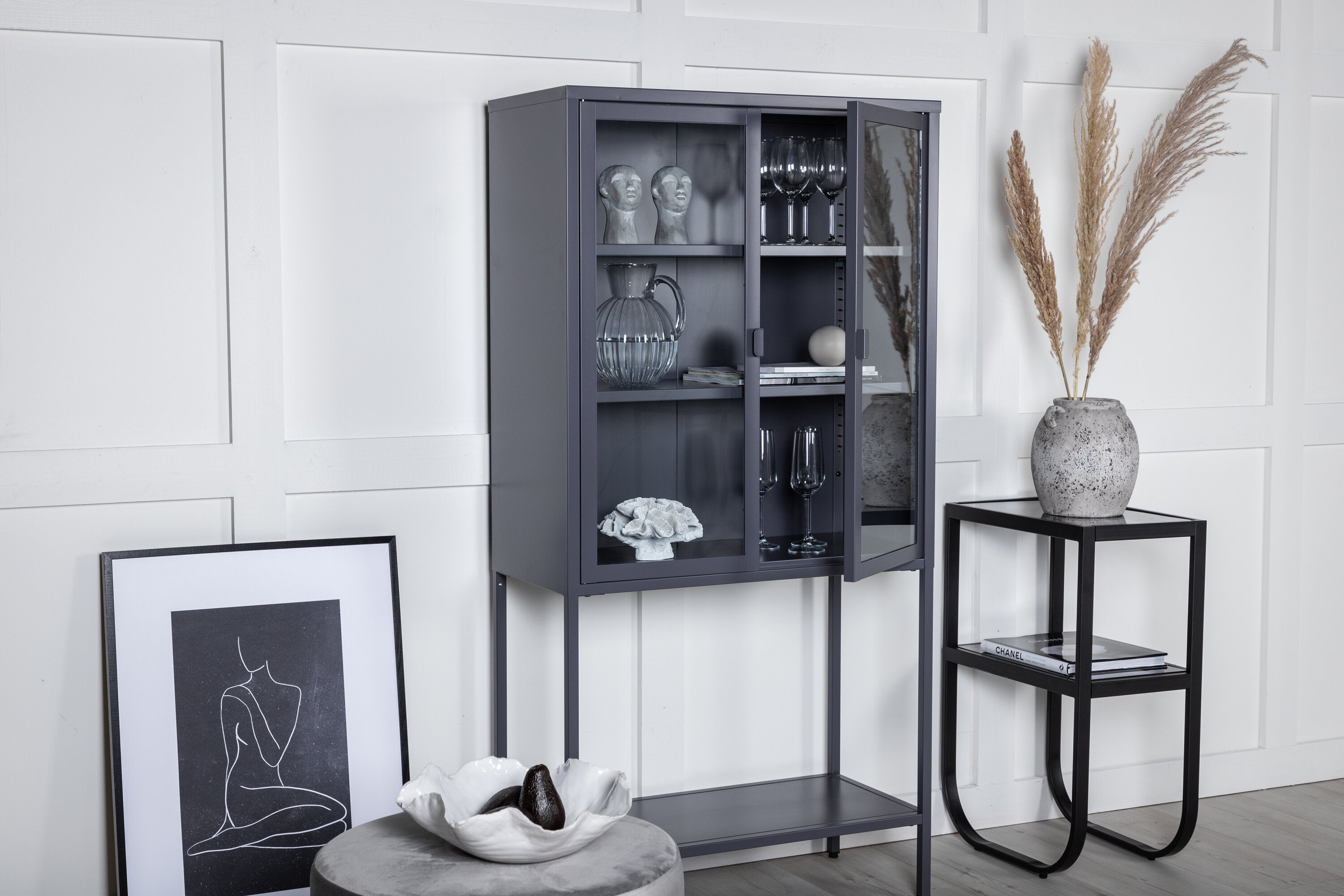 Schrank Misha 75cm aus Metall - Grau-Vitrinen-Venture Home-le canapé
