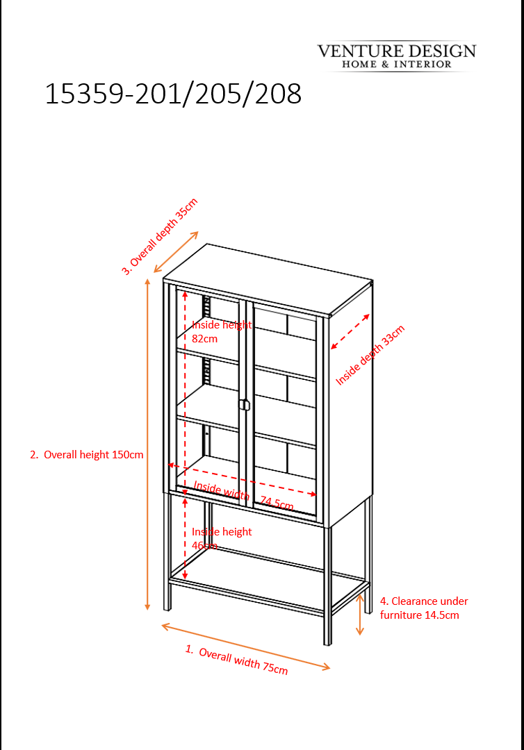 Schrank Misha 75cm aus Metall - Grau-Vitrinen-Venture Home-le canapé