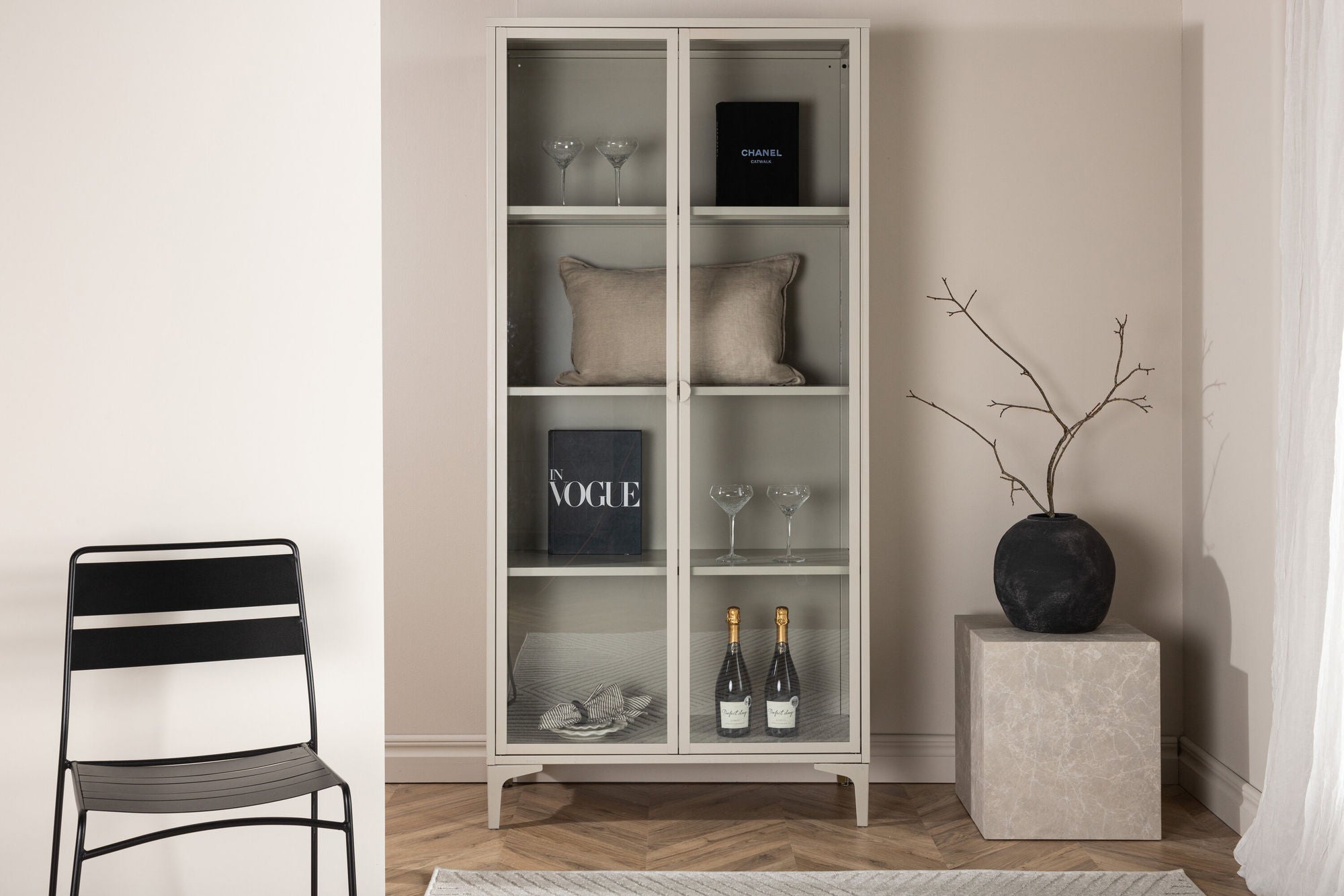 Vitrinenschrank Piring 190cm - Beige-Vitrinen-Venture Home-le canapé