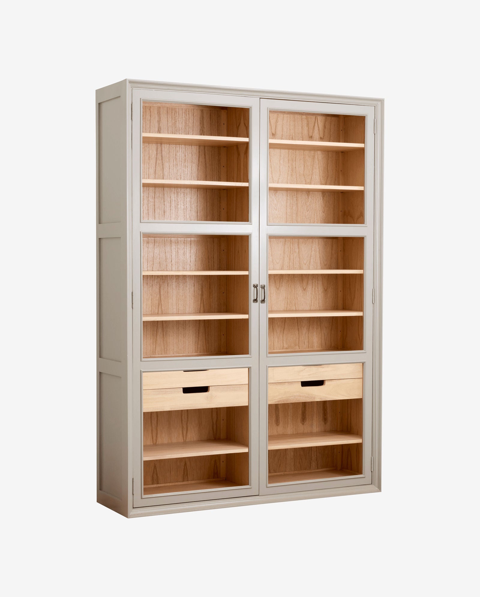 Vitrinenschrank Viva 210cm aus Gmelina Holz mit 2 Türen - Grau-Vitrinen-Nordal A/S-le canapé