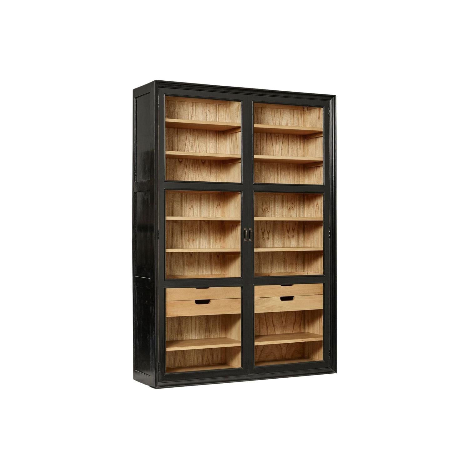 Vitrinenschrank Viva 210cm aus Gmelina Holz mit 2 Türen - Schwarz-Vitrinen-Nordal A/S-le canapé
