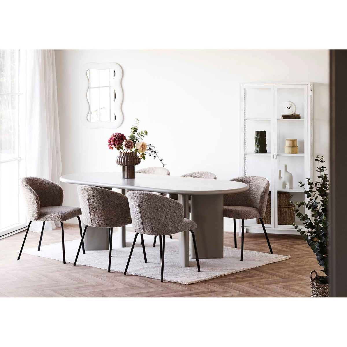 Wandspiegel Bosaro mit Rahmen aus Teddy-Bouclé - Weiß-Wandspiegel-House Nordic-le canapé