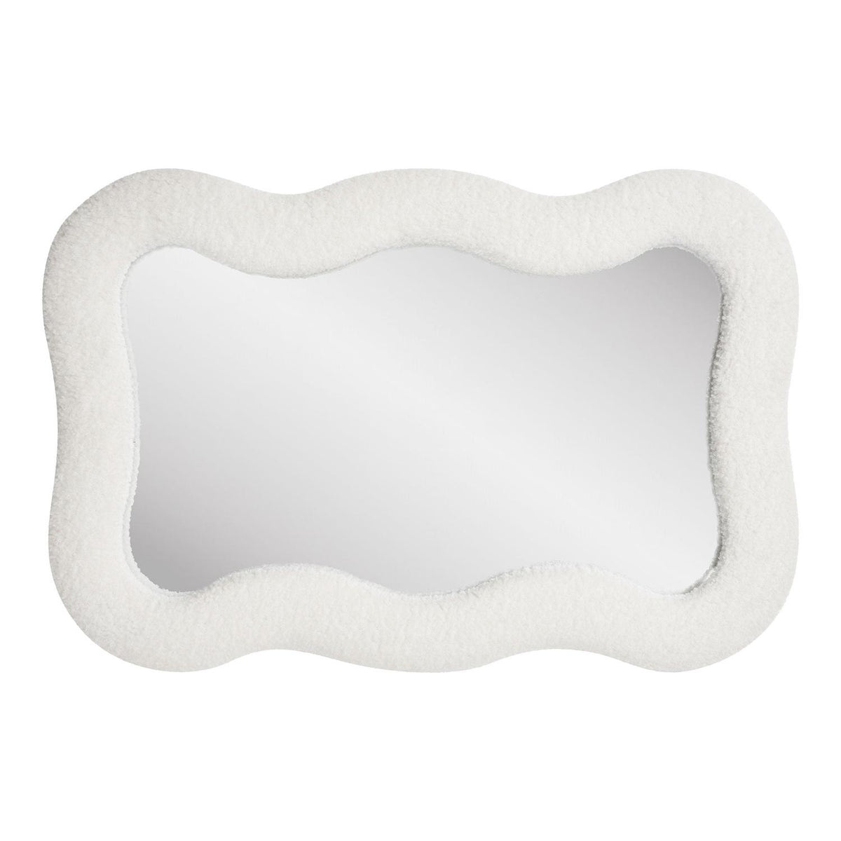Wandspiegel Bosaro mit Rahmen aus Teddy-Bouclé - Weiß-Wandspiegel-House Nordic-le canapé