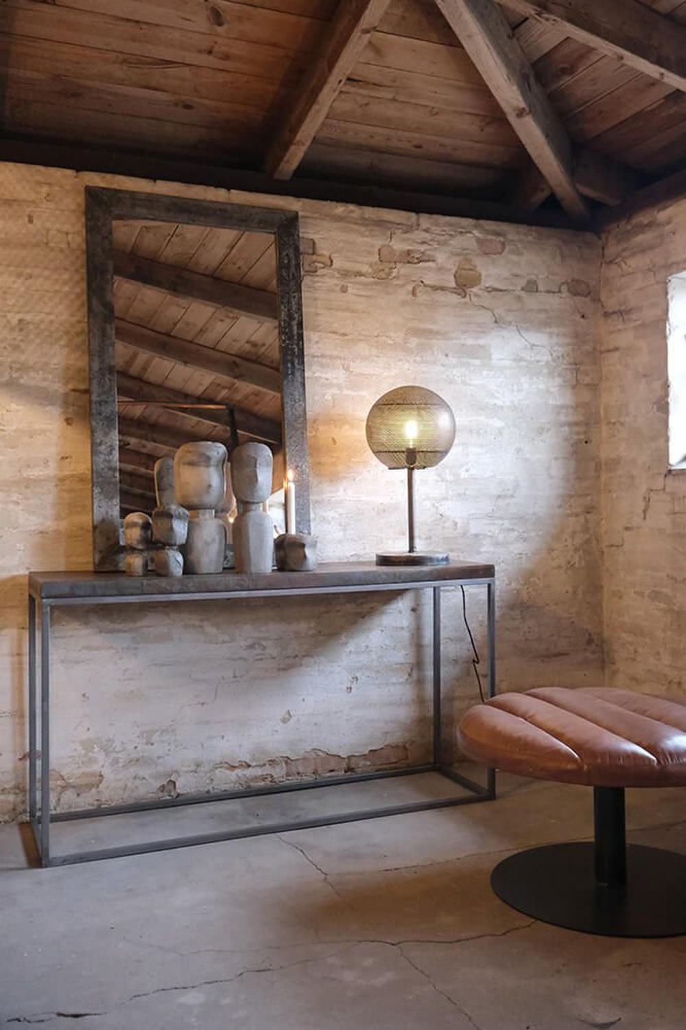 Wandspiegel Houston 124*70cm mit rohem Eisenrahmen-Wandspiegel-Trademark Living-le canapé