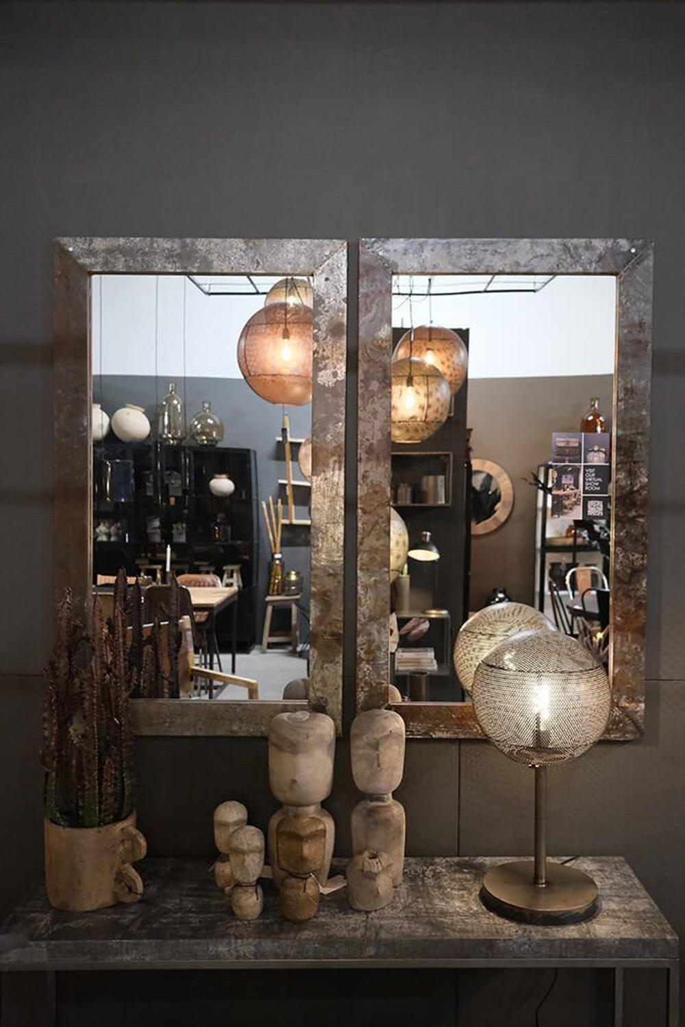 Wandspiegel Houston 124*70cm mit rohem Eisenrahmen-Wandspiegel-Trademark Living-le canapé