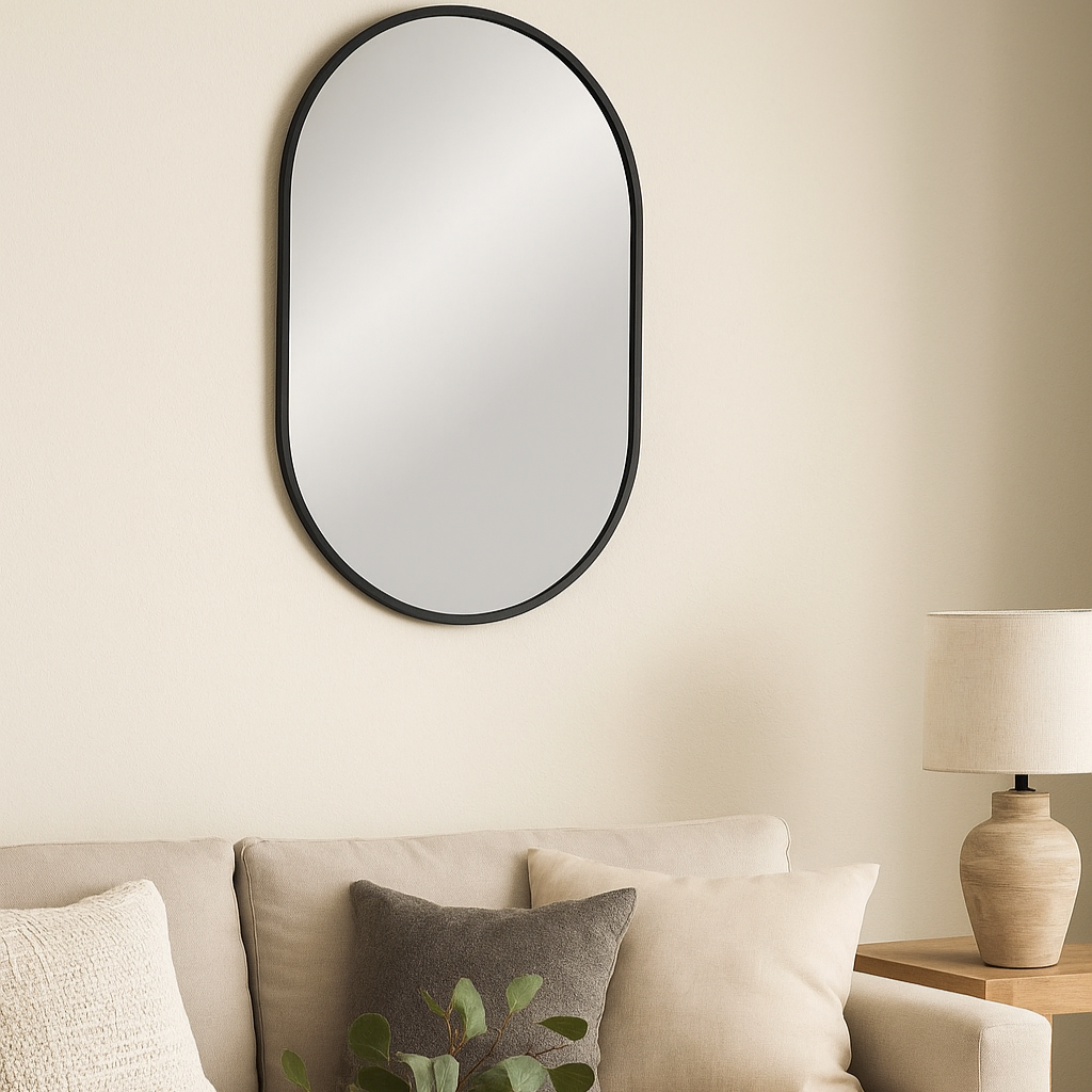 Wandspiegel Madrid Oval 80cm - Schwarz-Wandspiegel-House Nordic-le canapé