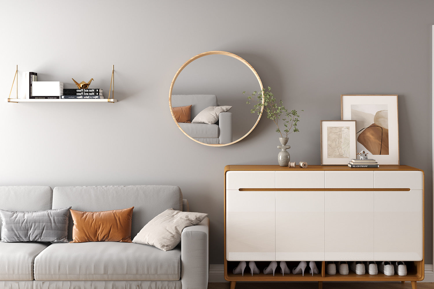 Wandspiegel Ria Ø80cm - Hellbraun-Wandspiegel-Rousseau-le canapé