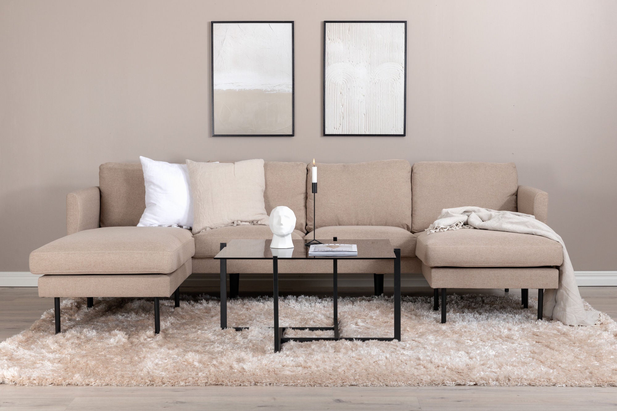 Wohnlandschaft Zoom aus Stoff - Hellbraun-Wohnlandschaften-Venture Home-le canapé