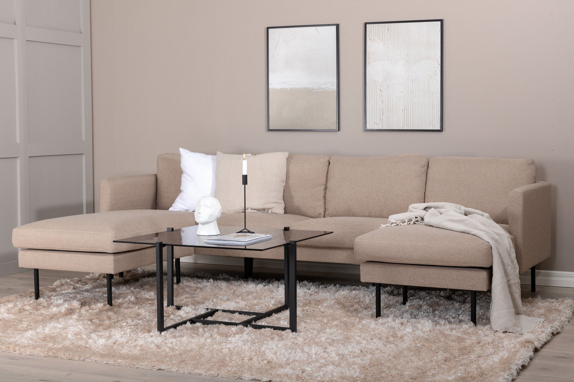 Wohnlandschaft Zoom aus Stoff - Hellbraun-Wohnlandschaften-Venture Home-le canapé