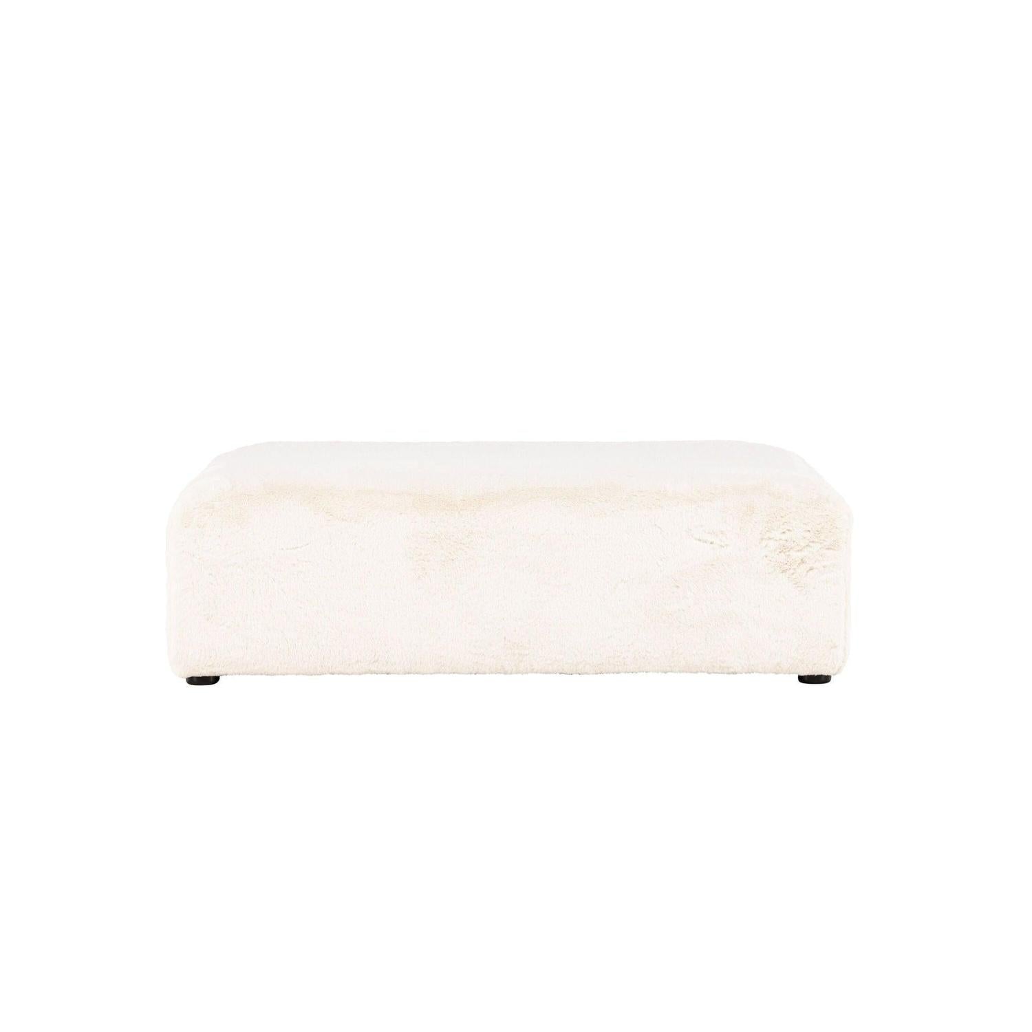 XL-Pouf Polsterhocker Davie 100*100cm aus Kunstfell - Beige-Polsterhocker-Venture Home-le canapé