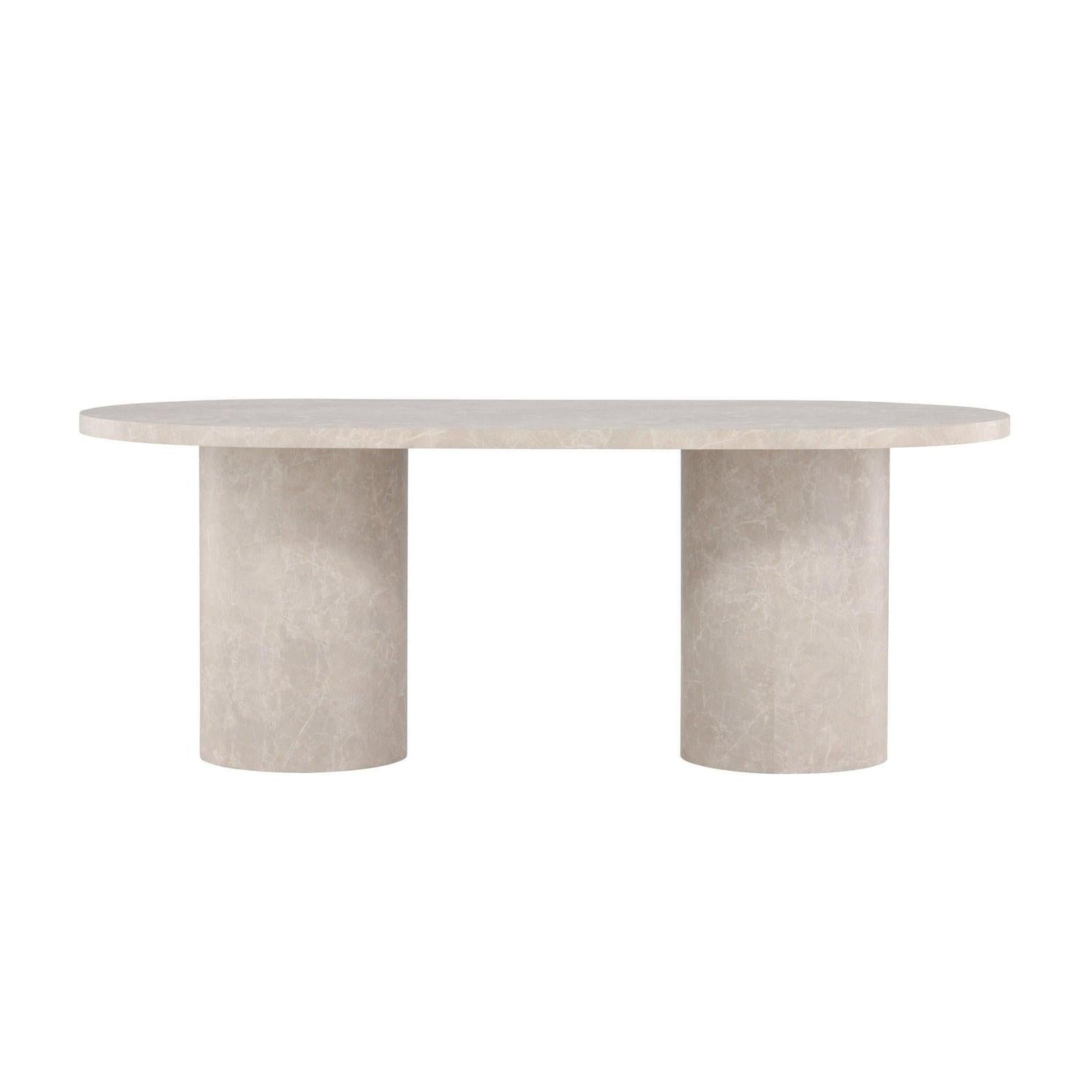Esstisch Narvik Oval 200*100cm in Marmoroptik - Beige-Esstische Oval-Venture Home-le canapé