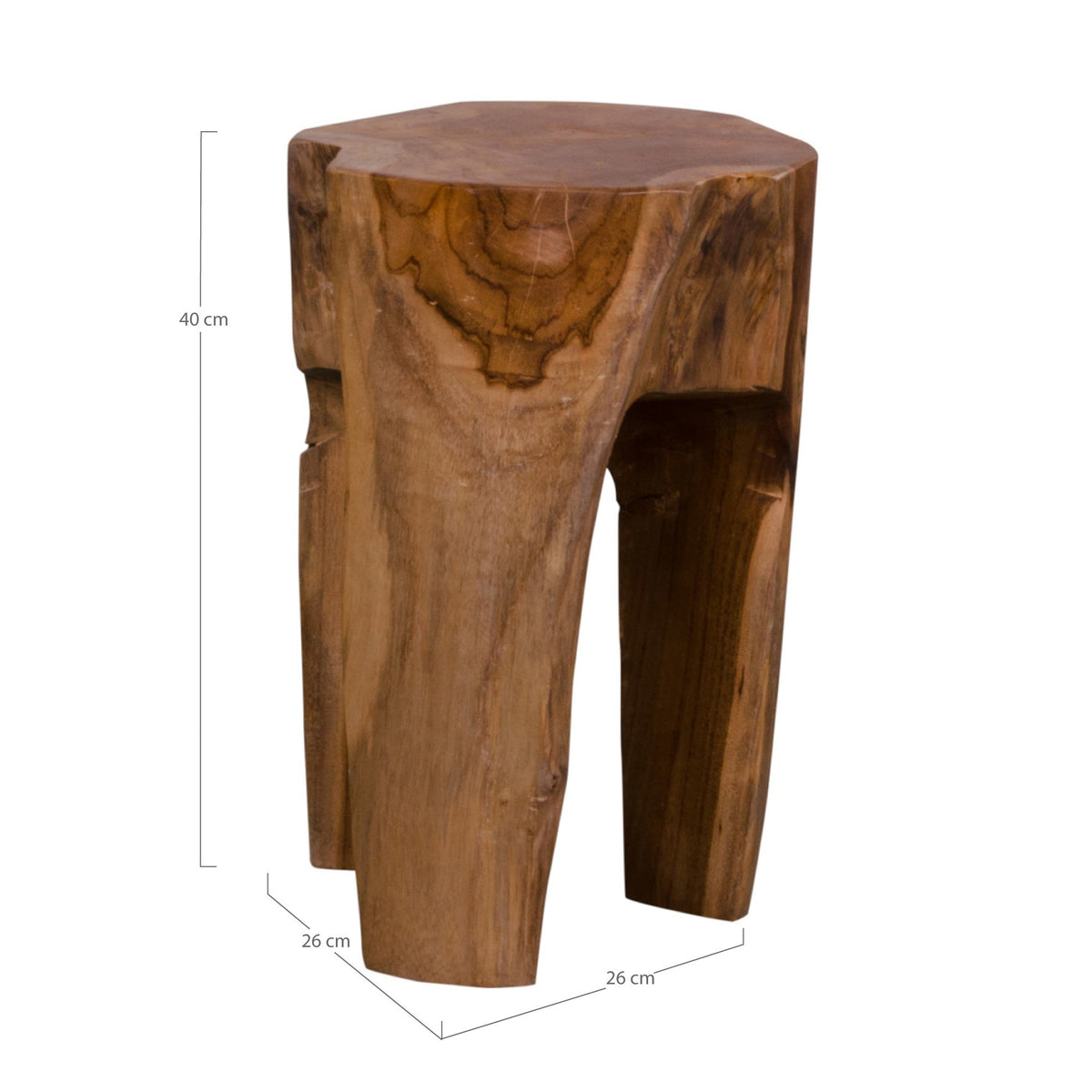 Hocker Rose aus Massivholz mit 3 Beinen