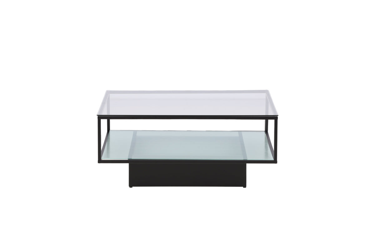 Couchtisch Maglehem 90cm aus Glas mit Ablage - Schwarz - Venture Home - le canapé