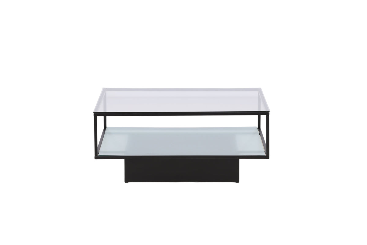 Couchtisch Maglehem 90cm aus Glas mit Ablage - Schwarz - Venture Home - le canapé