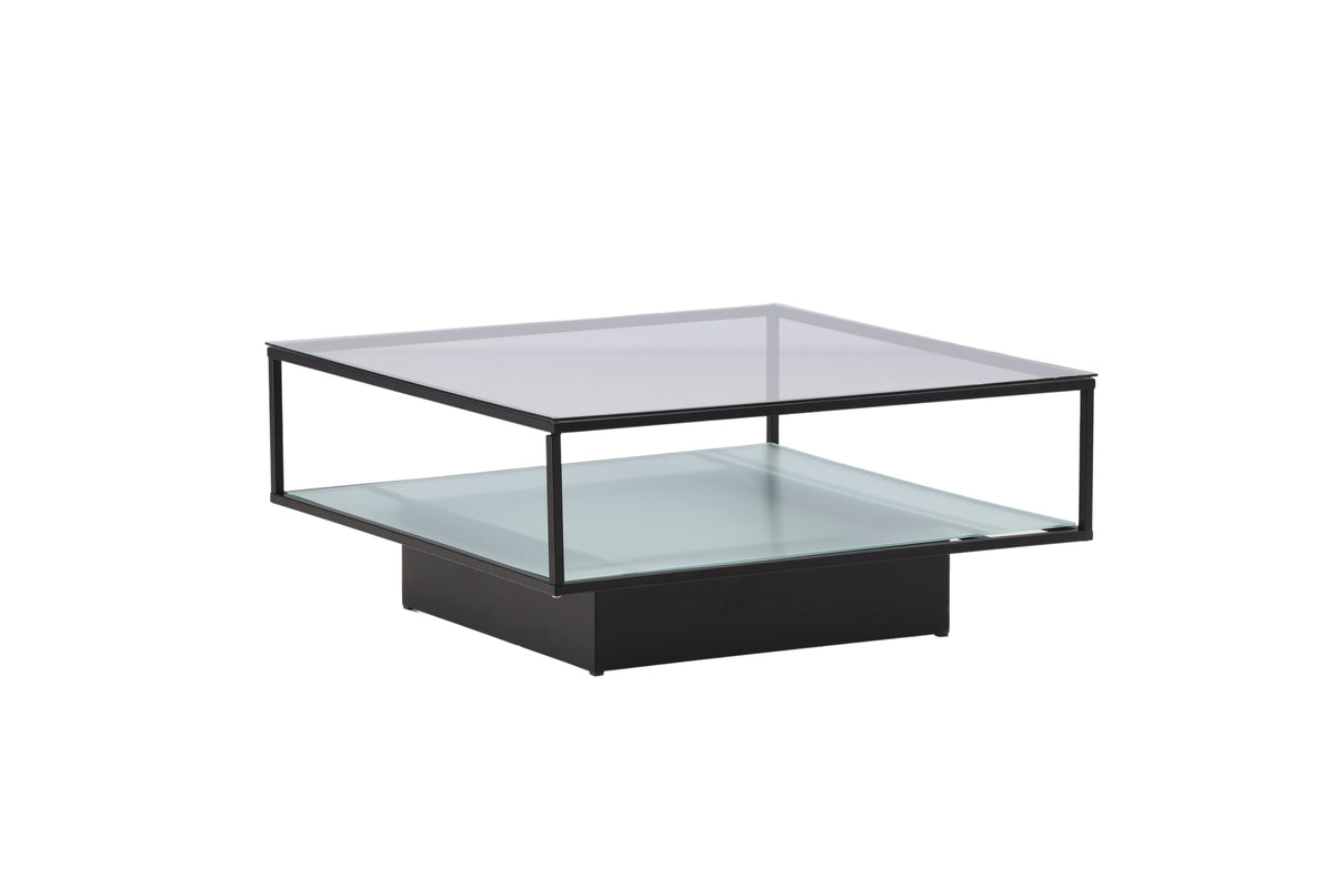 Couchtisch Maglehem 90cm aus Glas mit Ablage - Schwarz - Venture Home - le canapé