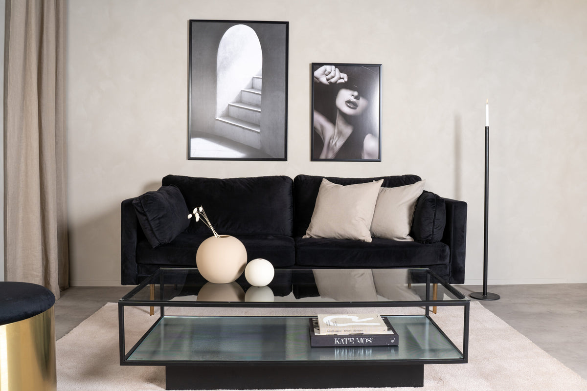 Couchtisch Maglehem 130cm aus Glas mit Ablage - Schwarz - Venture Home - le canapé