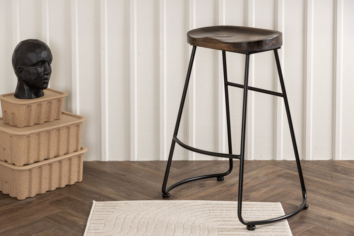 2er-Set Barhocker Ozark aus Metall mit Fußstütze - Schwarz - Venture Home - le canapé