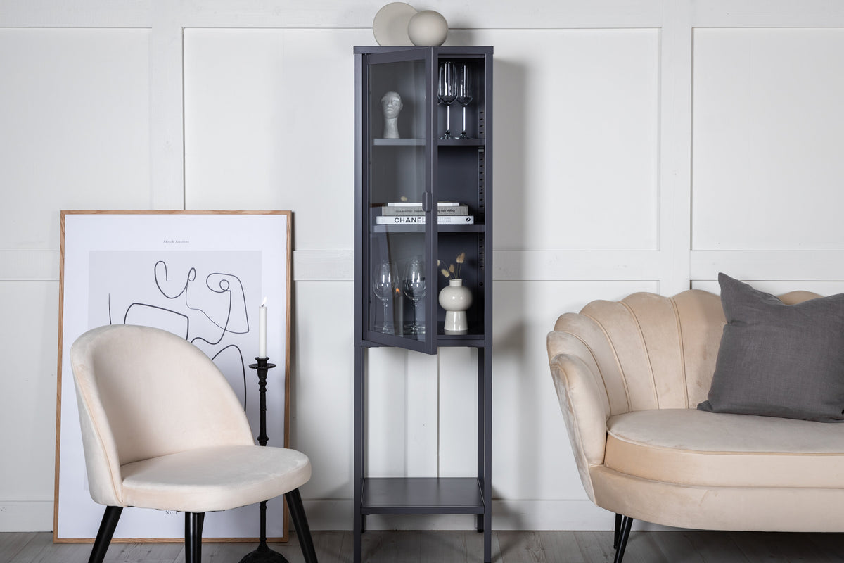 Vitrine Misha 150cm aus Metall mit Glastür - Grau - Venture Home - le canapé