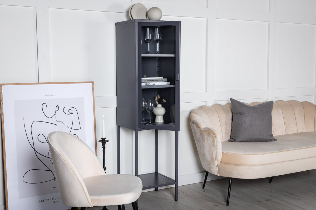 Vitrine Misha 150cm aus Metall mit Glastür - Grau - Venture Home - le canapé