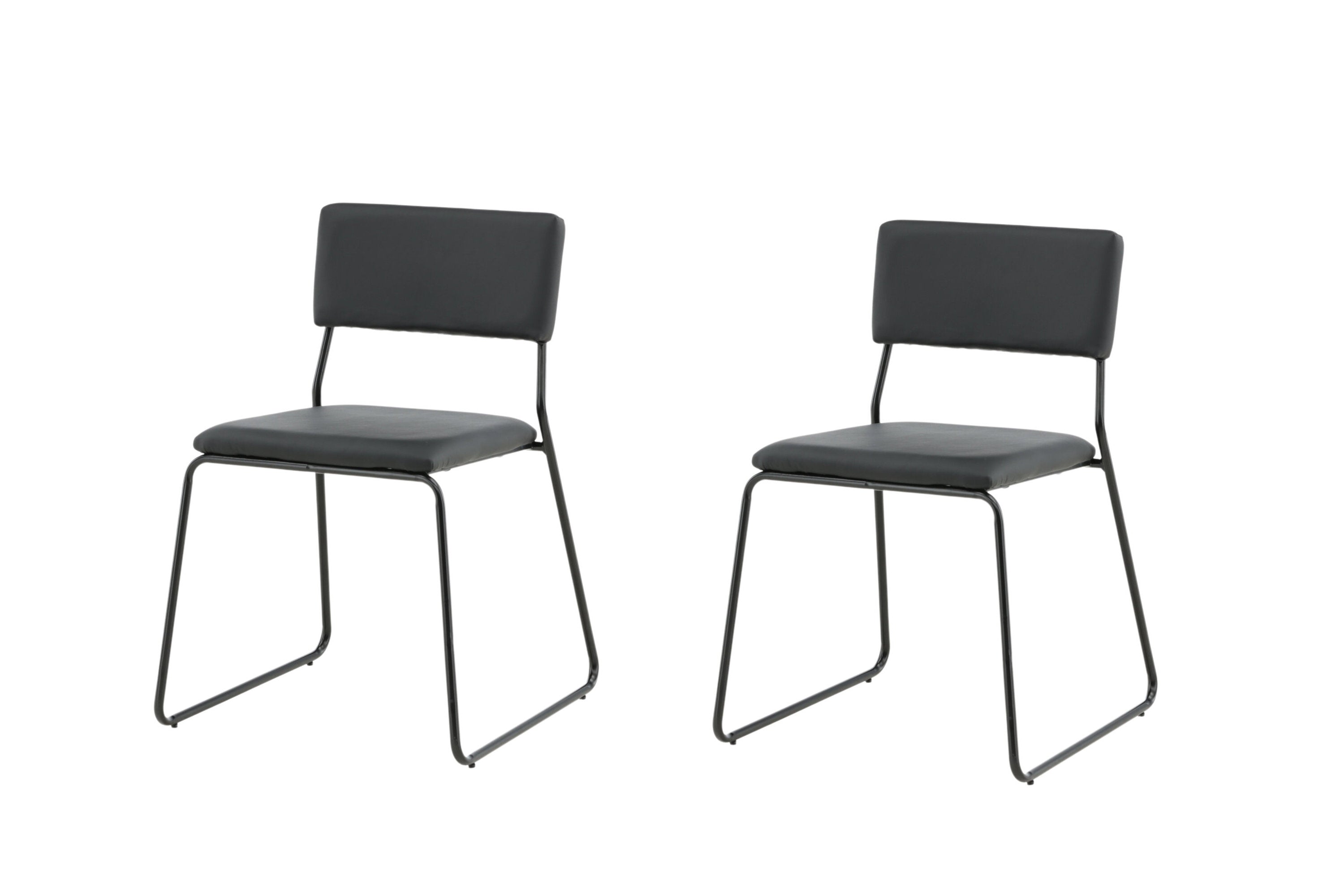 2er-Set Esszimmerstühle Kenth aus Kunstleder - Schwarz - Venture Home - le canapé