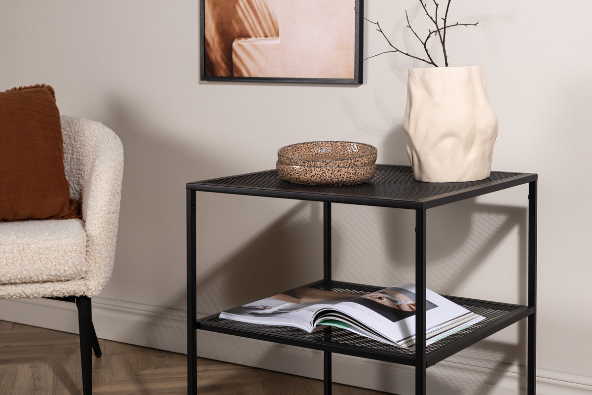 Beistelltisch Netz 55cm aus Metall mit Ablage - Schwarz - Venture Home - le canapé