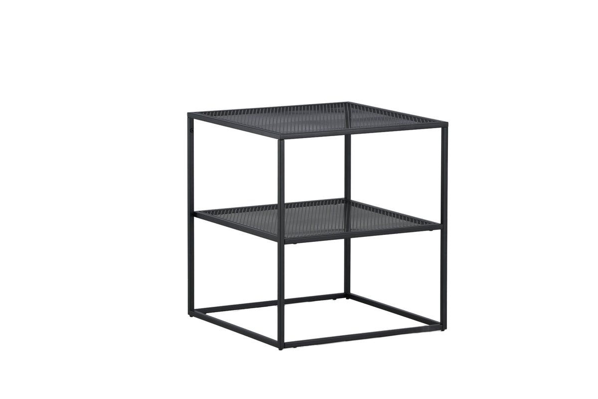 Beistelltisch Netz 55cm aus Metall mit Ablage - Schwarz - Venture Home - le canapé