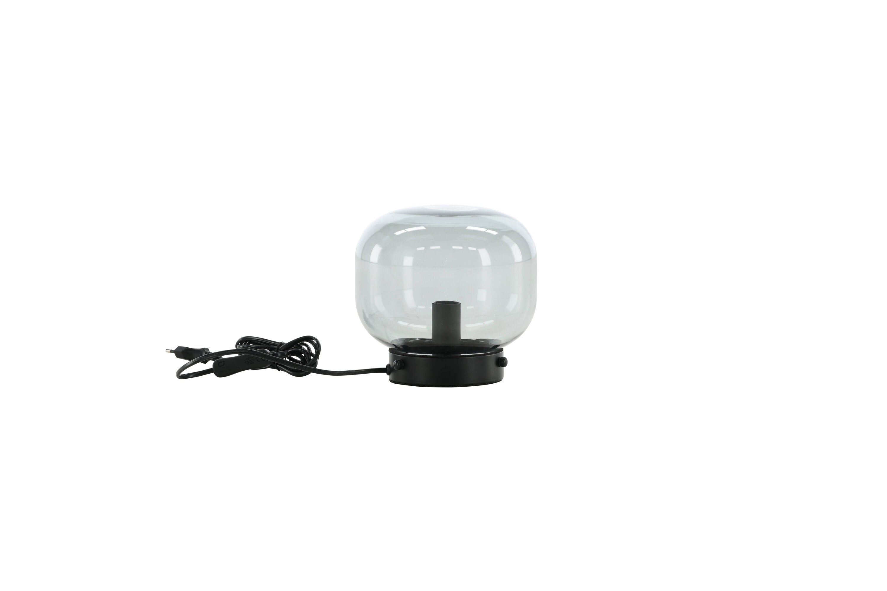 Tischleuchte Bolloneli aus Metall mit Rauchglasschirm - Schwarz - Venture Home - le canapé