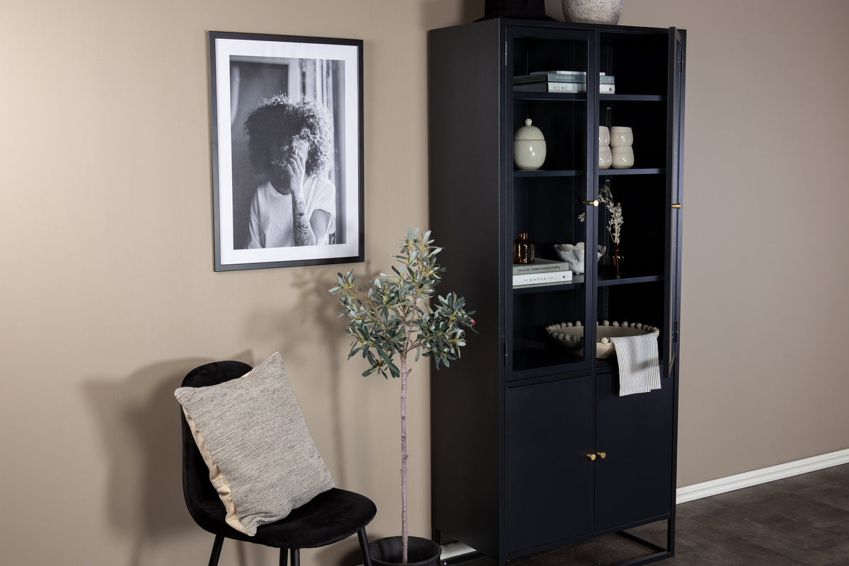 Vitrine Bakal 190cm aus Metall mit Glastüren - Schwarz - Venture Home - le canapé