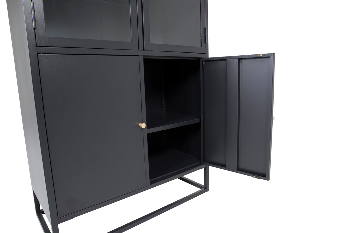 Vitrine Bakal 190cm aus Metall mit Glastüren - Schwarz - Venture Home - le canapé