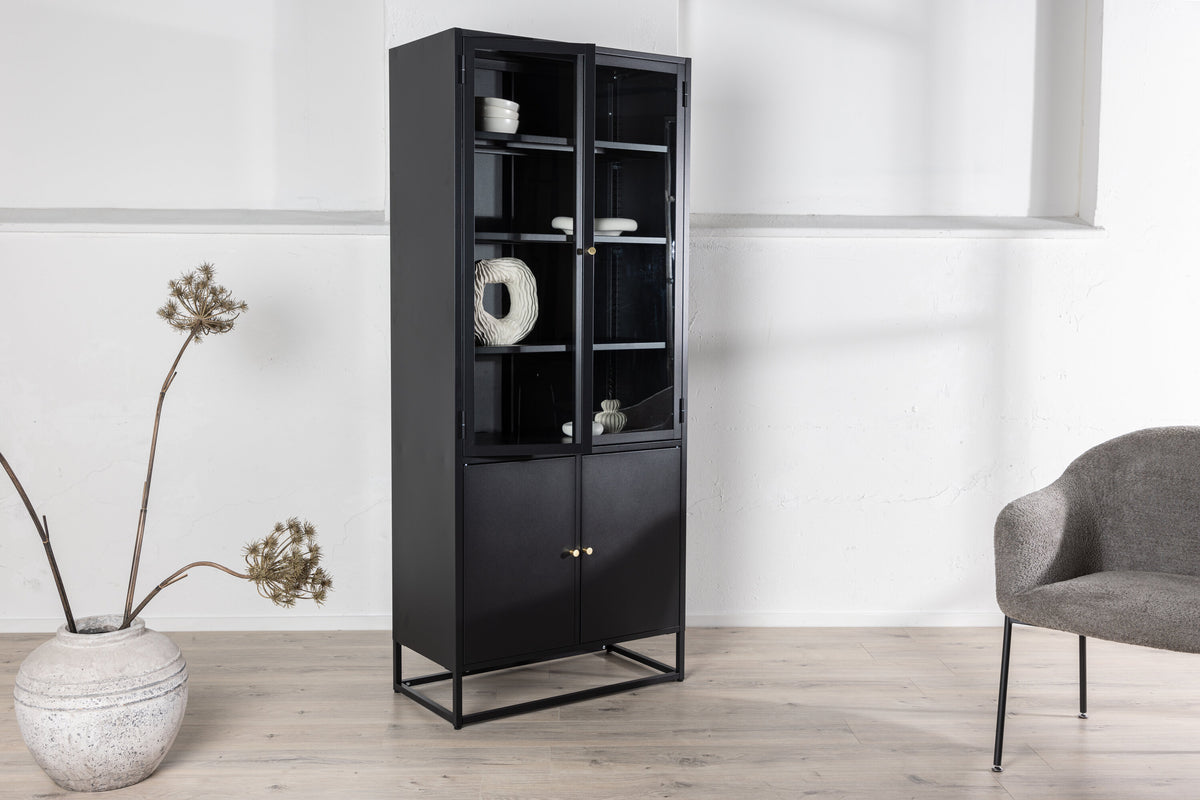 Vitrine Bakal 190cm aus Metall mit Glastüren - Schwarz - Venture Home - le canapé