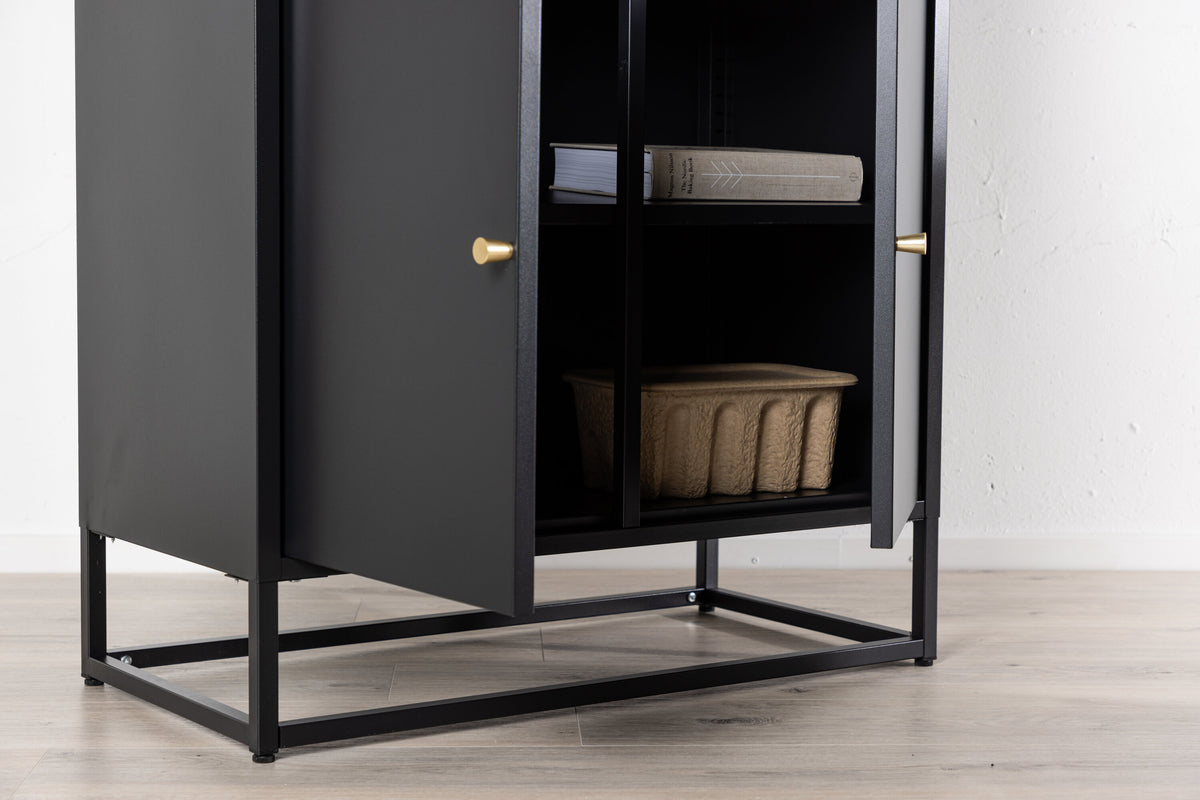 Vitrine Bakal 190cm aus Metall mit Glastüren - Schwarz - Venture Home - le canapé