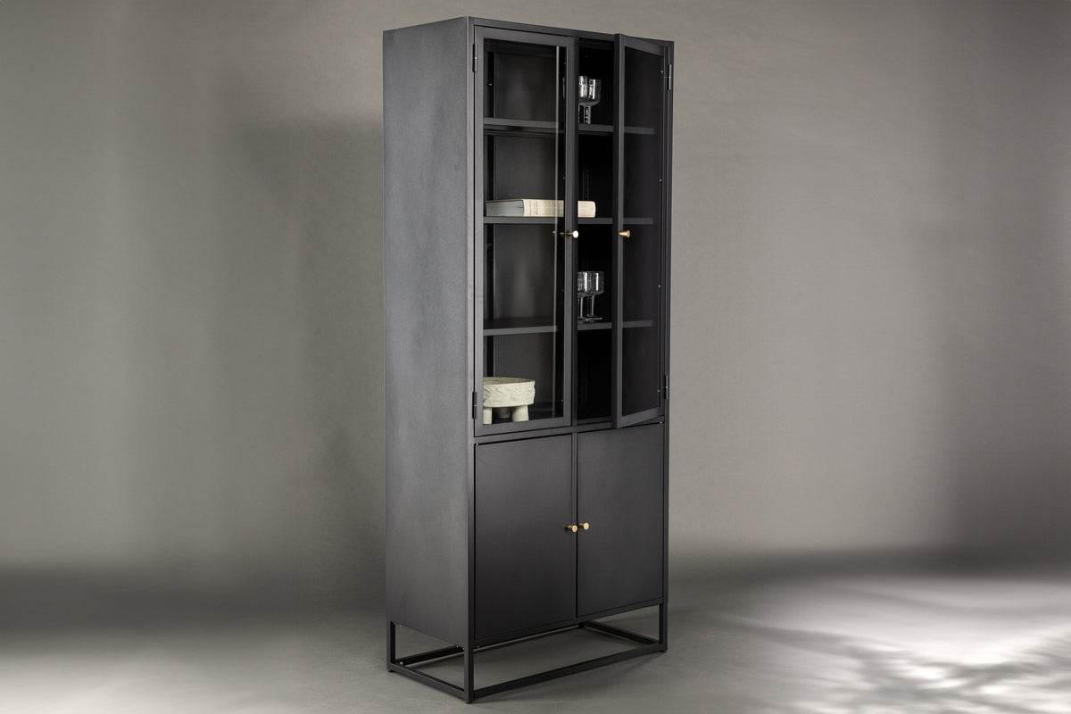Vitrine Bakal 190cm aus Metall mit Glastüren - Schwarz - Venture Home - le canapé