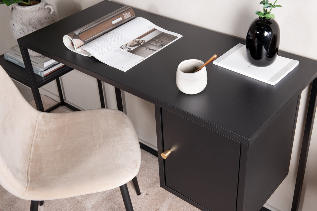 Schreibtisch Bakal 95cm aus Metall mit verstecktem Stauraum - Schwarz - Venture Home - le canapé