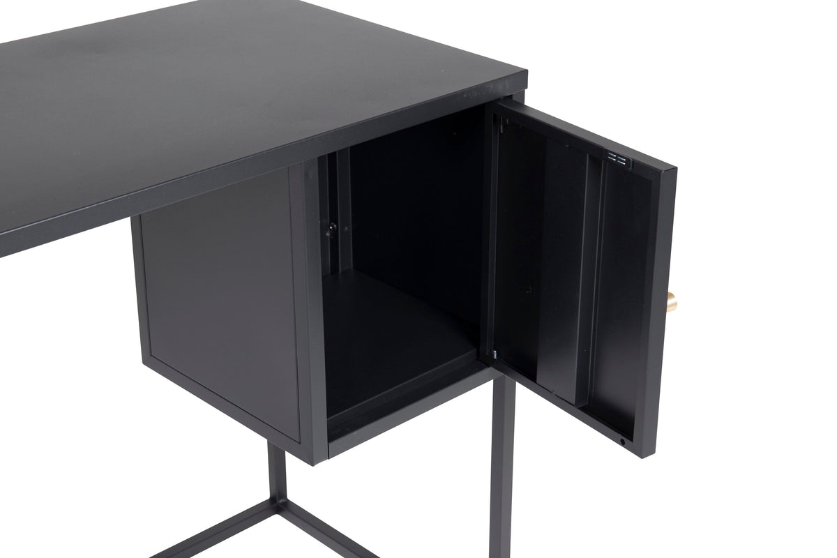 Schreibtisch Bakal 95cm aus Metall mit verstecktem Stauraum - Schwarz - Venture Home - le canapé