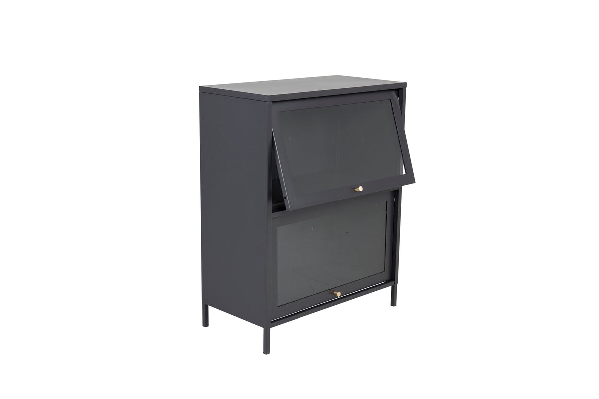 Vitrine Bakal 100cm aus Metall mit 2 Glastüren - Schwarz - Venture Home - le canapé