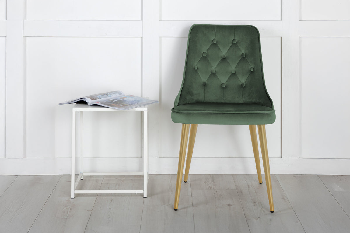 2er-Set Esszimmerstühle Samt Deluxe - Grün - Venture Home - le canapé