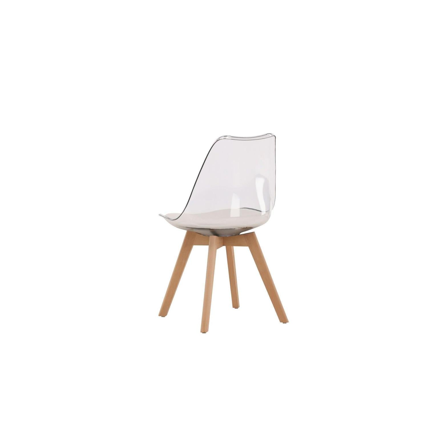 2er - Set Esszimmerstuhl Edvin - Transparent / Weiß / NaturKunststoffstühle