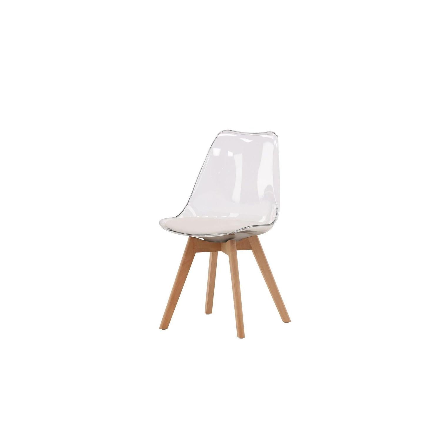 2er - Set Esszimmerstuhl Edvin - Transparent / Weiß / NaturKunststoffstühle