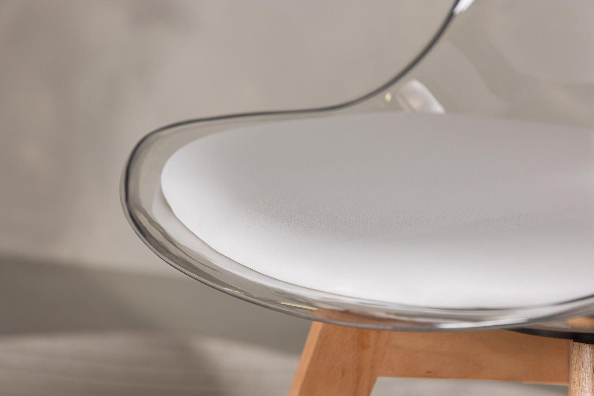 2er - Set Esszimmerstuhl Edvin - Transparent / Weiß / NaturKunststoffstühle