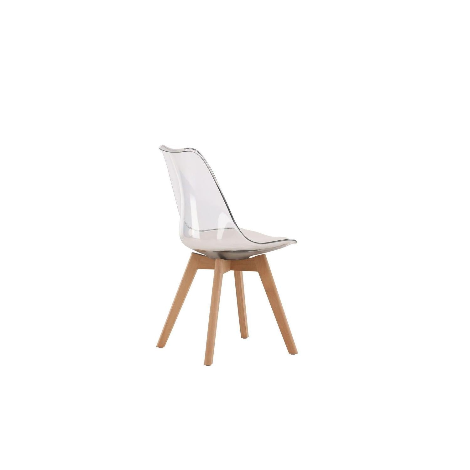2er - Set Esszimmerstuhl Edvin - Transparent / Weiß / NaturKunststoffstühle