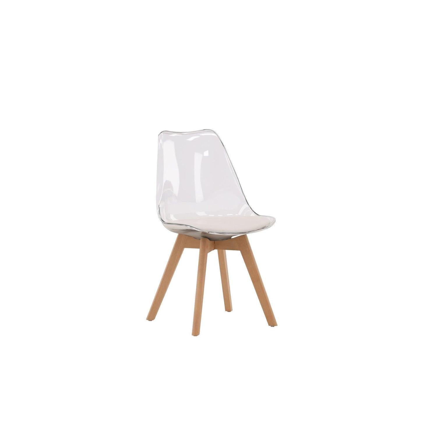 2er - Set Esszimmerstuhl Edvin - Transparent / Weiß / NaturKunststoffstühle