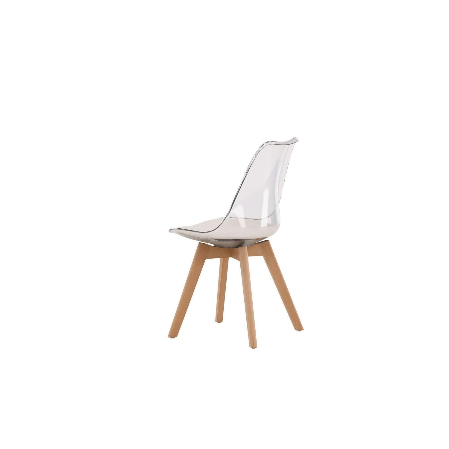 2er - Set Esszimmerstuhl Edvin - Transparent / Weiß / NaturKunststoffstühle