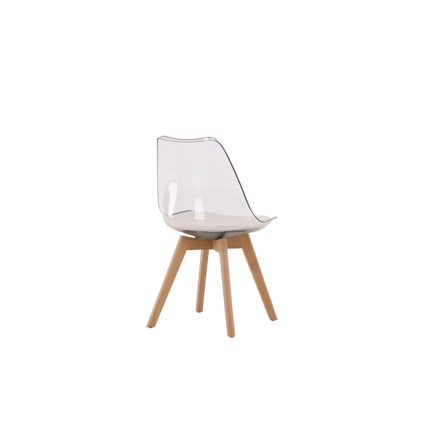 2er - Set Esszimmerstuhl Edvin - Transparent / Weiß / NaturKunststoffstühle