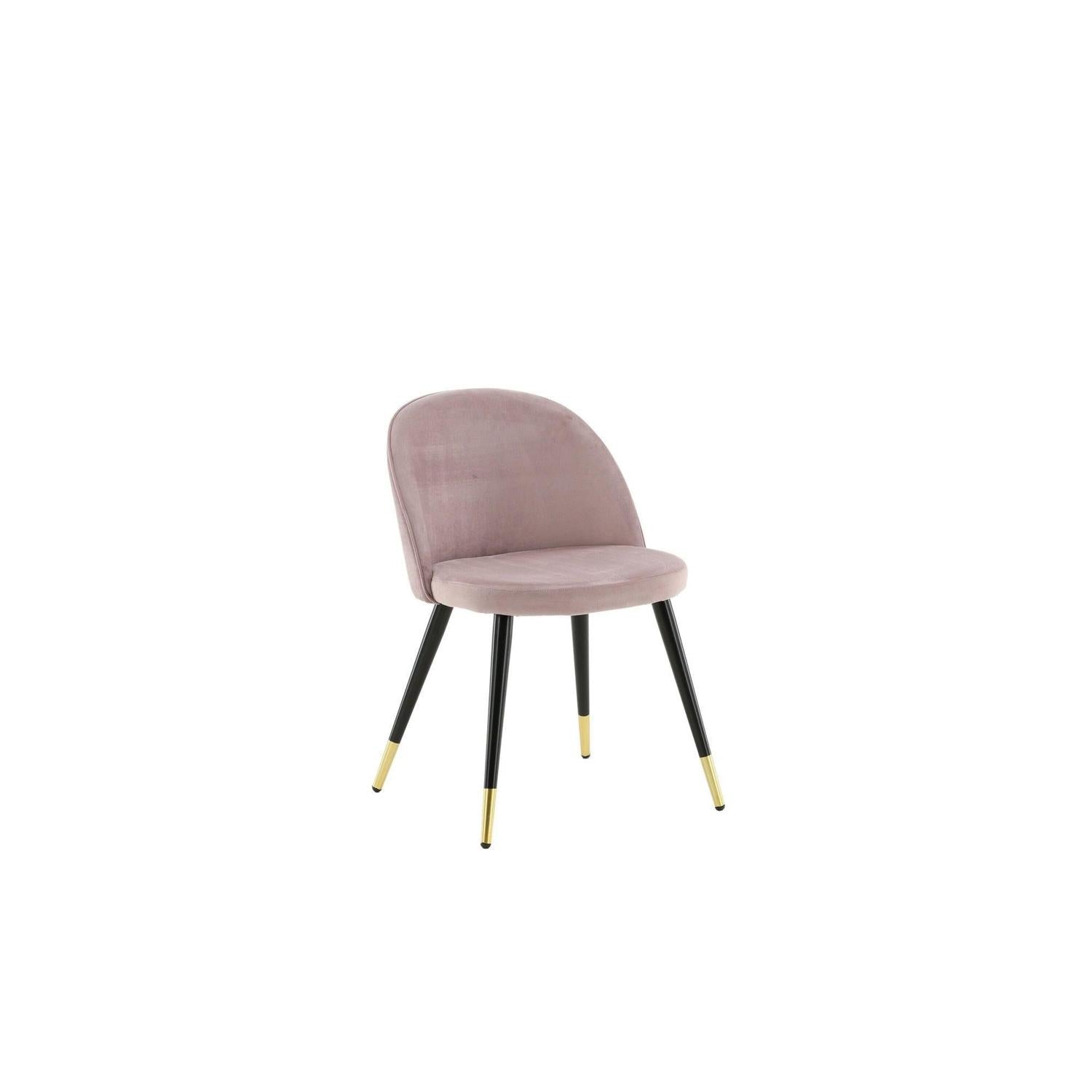 2er - Set Polsterstuhl Velvet aus Samt - Altrosa / Schwarz / MessingPolsterstühle