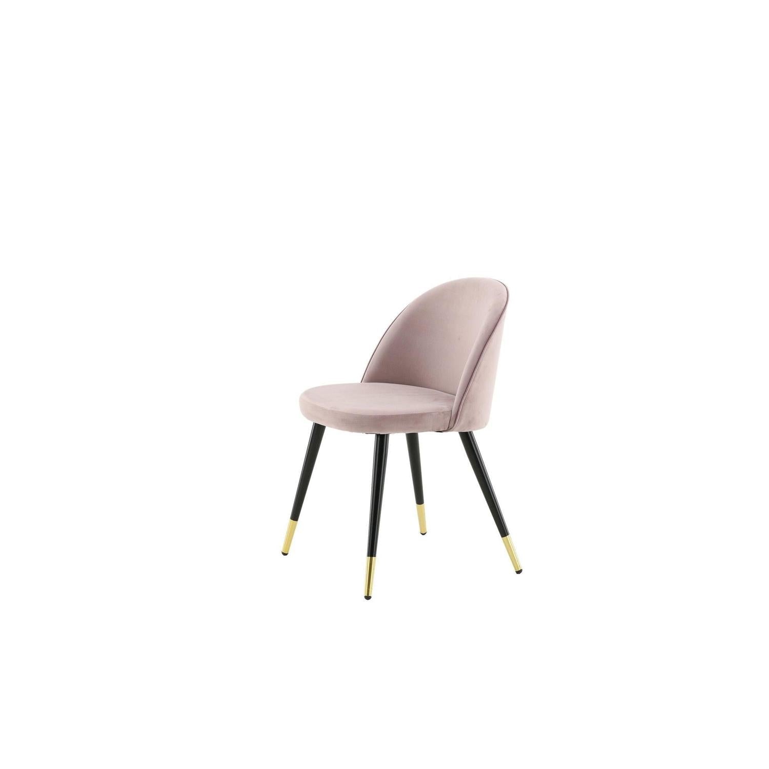 2er - Set Polsterstuhl Velvet aus Samt - Altrosa / Schwarz / MessingPolsterstühle