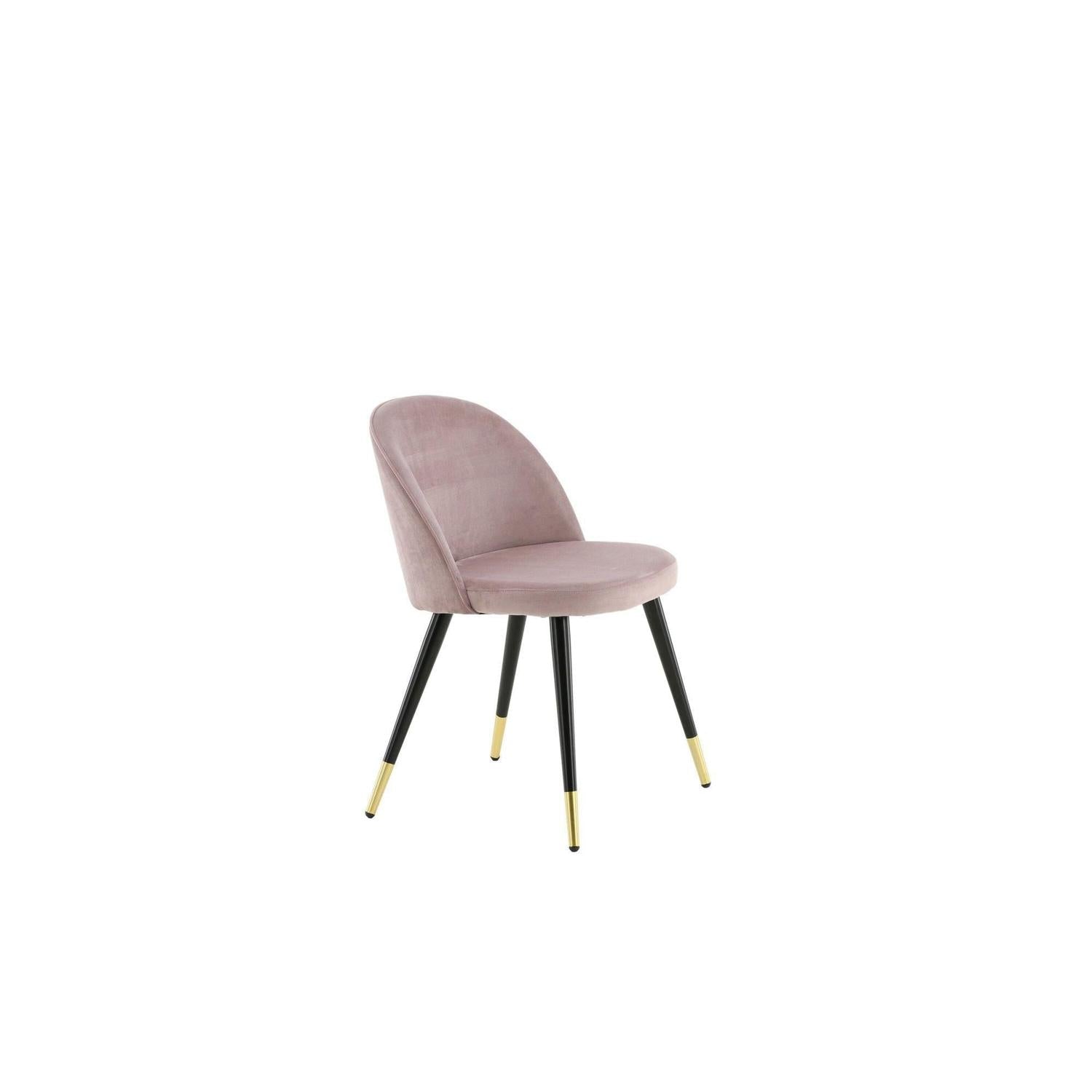 2er - Set Polsterstuhl Velvet aus Samt - Altrosa / Schwarz / MessingPolsterstühle